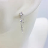 925 Sterling Silver Diamond Zircon Tassel Stud Earring