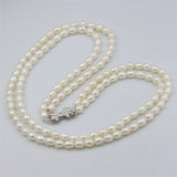 Double Chain Silver Pearl Necklace for Women
