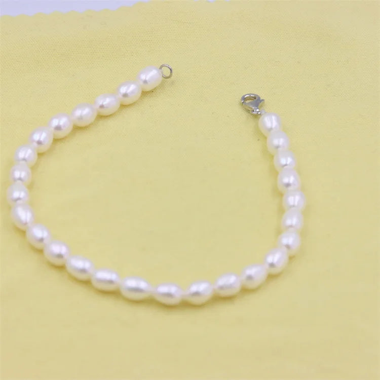Rice Waterfresh Pearl Bracelet S925 Sterling Silver Jewelry For Women