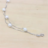 925 Sterling Silver Double Chain Pearl Charm Bracelets for Women