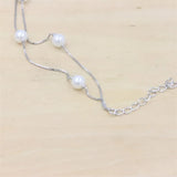 925 Sterling Silver Double Chain Pearl Charm Bracelets for Women