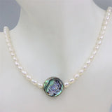 Geometric Heart Abalone Shell Pearl Bracelet Elastic Rope Jewelry