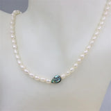 Geometric Heart Abalone Shell Pearl Bracelet Elastic Rope Jewelry