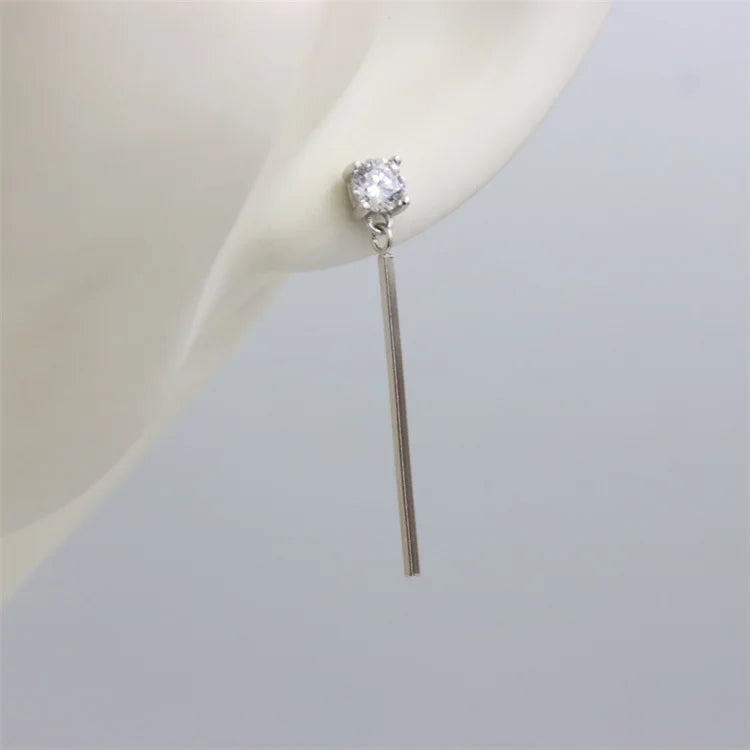 ZFSILVER Love 925 Sterling Silver Zircon Dangle Stud Earring For Women
