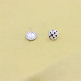 ZFSILVER Checkerboard Round Stud Earrings - Sterling Silver