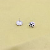 ZFSILVER Checkerboard Round Stud Earrings - Sterling Silver