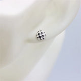 ZFSILVER Checkerboard Round Stud Earrings - Sterling Silver