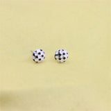 ZFSILVER Checkerboard Round Stud Earrings - Sterling Silver