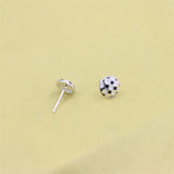 ZFSILVER Checkerboard Round Stud Earrings - Sterling Silver