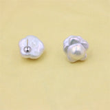 Baroque Freshwater Pearl Plum Blossom Stud Earrings 925 Sterling Silver