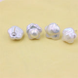Baroque Freshwater Pearl Plum Blossom Stud Earrings 925 Sterling Silver