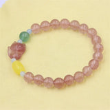 Strawberry Quartz Bowknot Annular Heart Amber Bracelet
