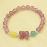 Strawberry Quartz Bowknot Annular Heart Amber Bracelet