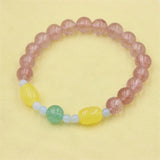 Strawberry Quartz Bowknot Annular Heart Amber Bracelet