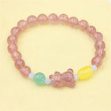 Strawberry Quartz Bowknot Annular Heart Amber Bracelet