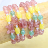 Strawberry Quartz Bowknot Annular Heart Amber Bracelet