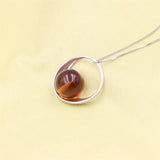 ZFSILVER S925 Silver Drop Amber Turquoise Pearl Necklace Women Party Jewelry