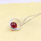 ZFSILVER S925 Silver Drop Amber Turquoise Pearl Necklace Women Party Jewelry