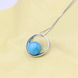 ZFSILVER S925 Silver Drop Amber Turquoise Pearl Necklace Women Party Jewelry