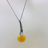 ZFSILVER S925 Sweet Yellow Amber Necklace for Women