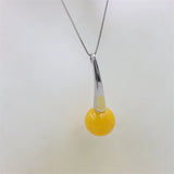 ZFSILVER S925 Sweet Yellow Amber Necklace for Women