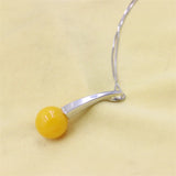 ZFSILVER S925 Sweet Yellow Amber Necklace for Women