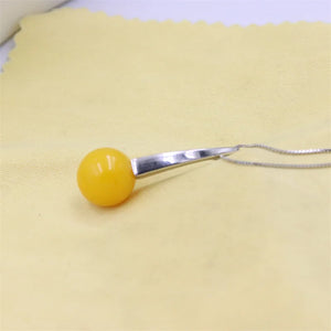 ZFSILVER S925 Sweet Yellow Amber Necklace for Women