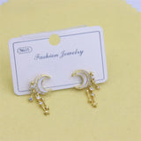 ZFSILVER Diamond-set Shell Moon Star Earrings