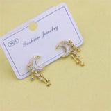 ZFSILVER Diamond-set Shell Moon Star Earrings