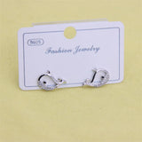 ZFSILVER S925 Sterling Silver Diamond-set Whale Stud Earrings