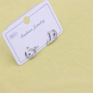 ZFSILVER S925 Sterling Silver Diamond-set Whale Stud Earrings