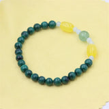 ZFSILVER Natural Stone Malachite Amber Aquamarine Elastic Rope Bracelet