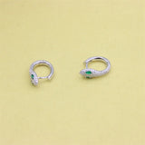 925 Silver Green Diamond Snake Earrings Hoop Women Statement Gift