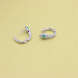 925 Silver Green Diamond Snake Earrings Hoop Women Statement Gift