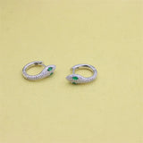 925 Silver Green Diamond Snake Earrings Hoop Women Statement Gift