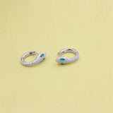 925 Silver Green Diamond Snake Earrings Hoop Women Statement Gift