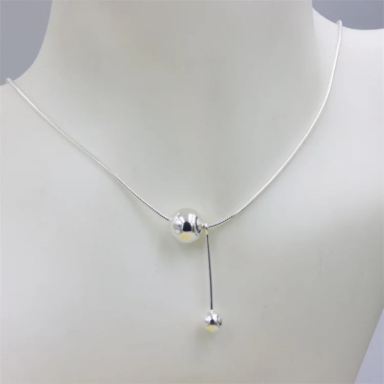 925 Silver Ball Necklace Snake Chain Chram Jewelry