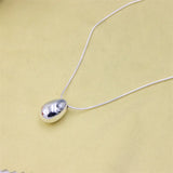 925 Silver Oval Goose Eggs Necklace Snake Chain Women Jewelry