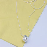 925 Silver Oval Goose Eggs Necklace Snake Chain Women Jewelry