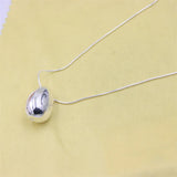 925 Silver Oval Goose Eggs Necklace Snake Chain Women Jewelry