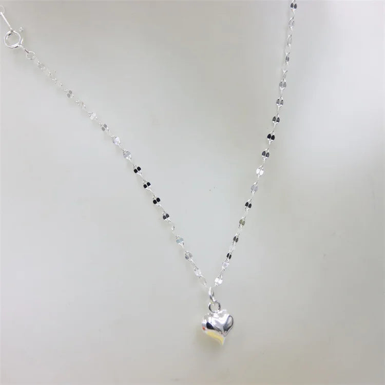 S925 Sterling Silver Love Smooth Heart Necklace For Women