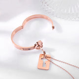 ZG Love Heart Lock Key Couple Bracelet Set Stainless Steel Jewelry