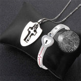 ZG Love Heart Lock Key Couple Bracelet Set Stainless Steel Jewelry