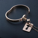 ZG Love Heart Lock Key Couple Bracelet Set Stainless Steel Jewelry