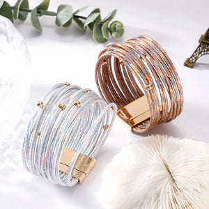 Multilayer Leather Boho Charm Bracelet for Women