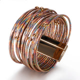 Multilayer Leather Boho Charm Bracelet for Women