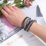 Women's Crystal Beads Leather Bracelet Multilayer Bangle