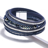 Women's Crystal Beads Leather Bracelet Multilayer Bangle