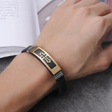 ZG Men's Silicone Cross Bracelet Retro Hand-made Charms Bangle