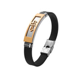 ZG Men's Silicone Cross Bracelet Retro Hand-made Charms Bangle